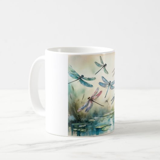Dragonfly Dance REF201 - Watercolor Kaffeetasse (Vorderseite Links)