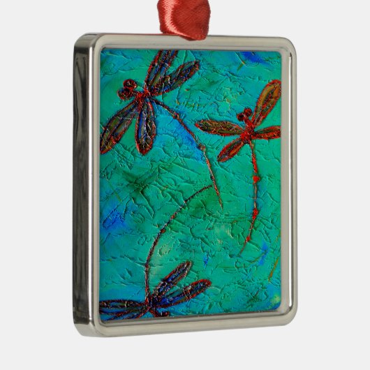 Dragonfly Dance Silbernes Ornament (Rechts)