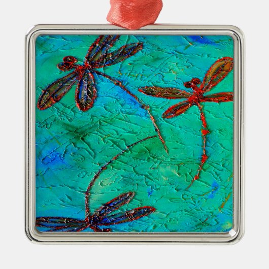 Dragonfly Dance Silbernes Ornament (Vorne)