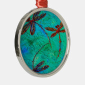 Dragonfly Dance Silbernes Ornament (Rechts)