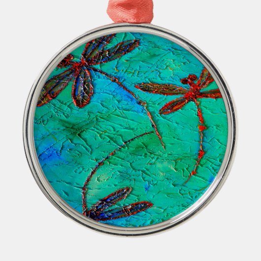 Dragonfly Dance Silbernes Ornament (Vorne)