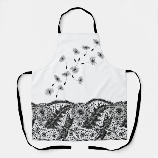 Dragonfly Dandelion Line Art Schürze (Vorderseite)