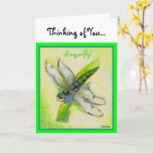 dragonfly! Denken Sie an Sie... Karte (Gelbe Blume)
