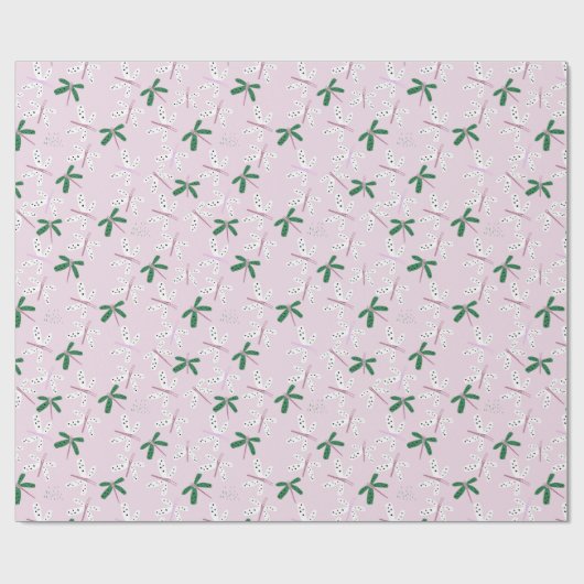 Dragonfly-Design in Rosa Geschenkpapier (Flach)