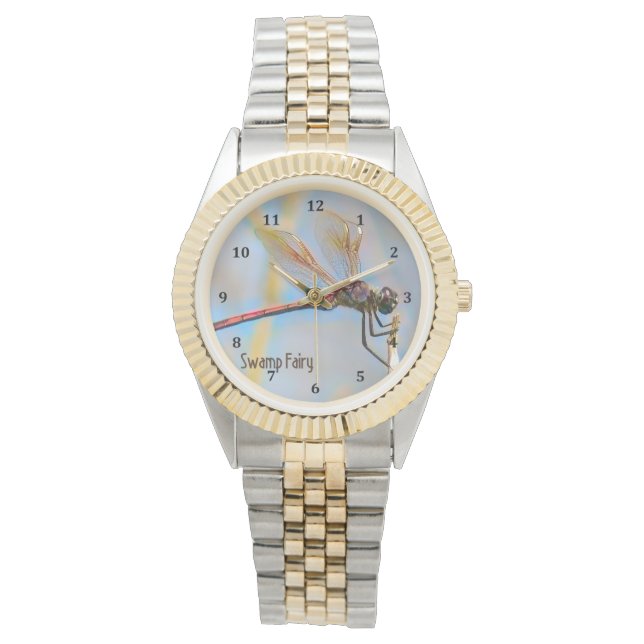 Dragonfly-Design mit goldenem Aussehen Armbanduhr (Vorderseite)