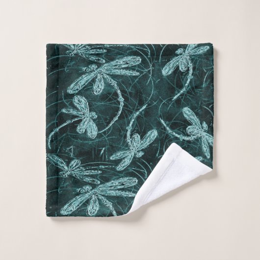 Dragonfly Disco Midnight Blue Badhandtuch Set (Waschlappen)