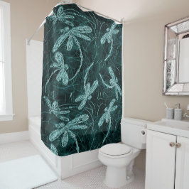 Dragonfly Disco Midnight Blue Duschvorhang