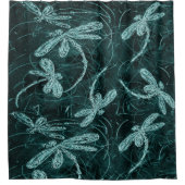 Dragonfly Disco Midnight Blue Duschvorhang (Vorderseite)
