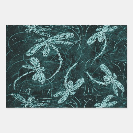 Dragonfly Disco Midnight Blue Geschenkpapier Set (Vorderseite 3)