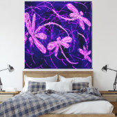 Dragonfly Disco Stretched Canvas Print Leinwanddruck (Insitu (Schlafzimmer))