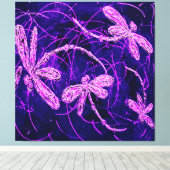 Dragonfly Disco Stretched Canvas Print Leinwanddruck (Insitu (Holzboden))