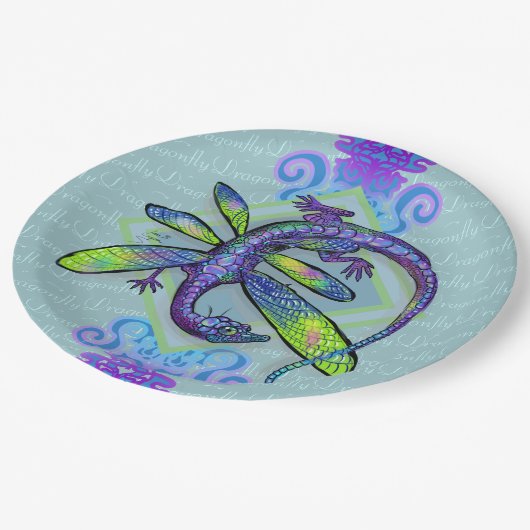 Dragonfly Dragon Pappteller (Schrägansicht)