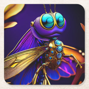 Dragonfly Dreaming Ember Rechteckiger Pappuntersetzer