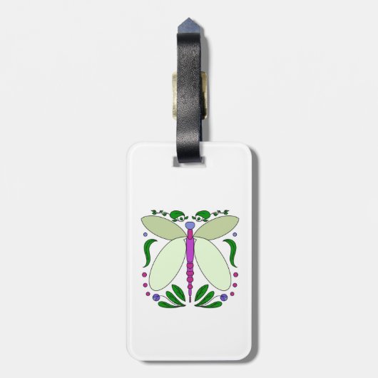 Dragonfly Dreams: HandGezeichnet Gepäckanhänger (Rückseite vertikal)