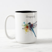 Dragonfly Dreamscape, kundenspezifisch Zweifarbige Tasse (Links)