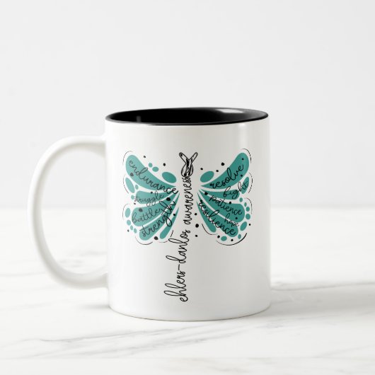 Dragonfly Ehlers Danlos Bewusstsein Zweifarbige Tasse (Links)