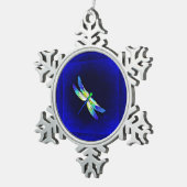 Dragonfly Electric Blue - Persönlich mit einem Nam Schneeflocken Zinn-Ornament (Rechts)