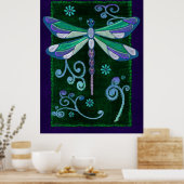 Dragonfly Elegant Jeweled Folk Art Poster (Küche)