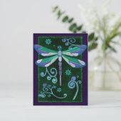 Dragonfly Elegant Jeweled Folk Art Postkarte (Stehend Vorderseite)
