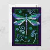 Dragonfly Elegant Jeweled Folk Art Postkarte (Vorne/Hinten)