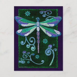 Dragonfly Elegant Jeweled Folk Art Postkarte