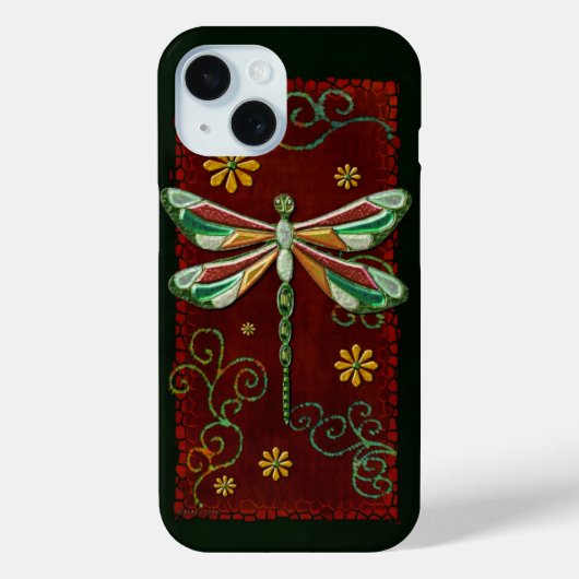 Dragonfly Elegant Jewelt 2 Folk Art Case-Mate iPhone Hülle (Rückseite)