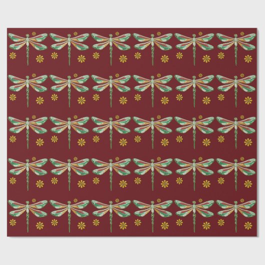 Dragonfly Elegant Jewelt 2 Folk Art Geschenkpapier (Flach)
