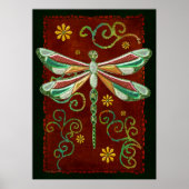 Dragonfly Elegant Jewelt 2 Folk Art Poster (Vorne)