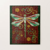 Dragonfly Elegant Jewelt 2 Folk Art Puzzle (Vertikal)