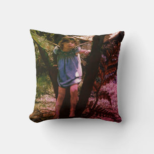 Dragonfly Fairy Girl im Mondlicht Kissen