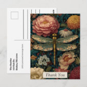 Dragonfly & farbenfrohe Blume Danke Karte (Vorne/Hinten)