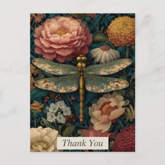 Dragonfly & farbenfrohe Blume Danke Karte (Vorderseite)