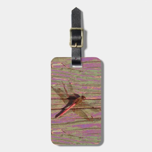 Dragonfly farbenfrohe Gepäckmarke Gepäckanhänger (Vorderseite vertikal)