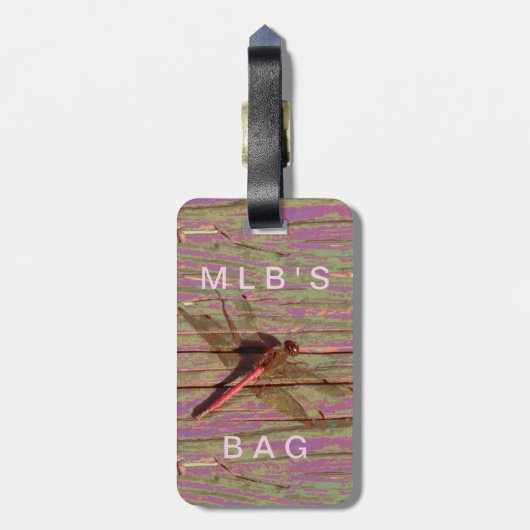 Dragonfly Farbiger Individuelle Name Gepäckanhänger (Rückseite vertikal)