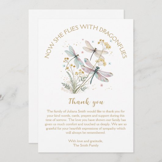 Dragonfly Feier des Lebens Dankeschön Karte (Vorne/Hinten)