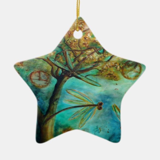 Dragonfly Flirtation Keramik Ornament (Vorne)