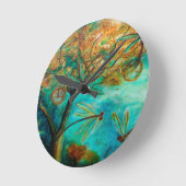 Dragonfly Flirtation Runde Wanduhr (Winkel)