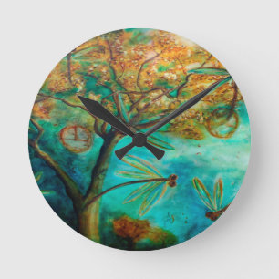 Dragonfly Flirtation Runde Wanduhr