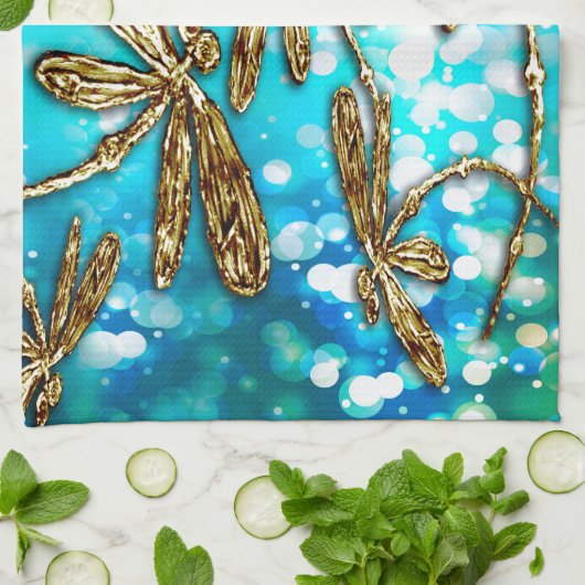 Dragonfly Flit Bubbles Geschirrtuch (Gefaltet)