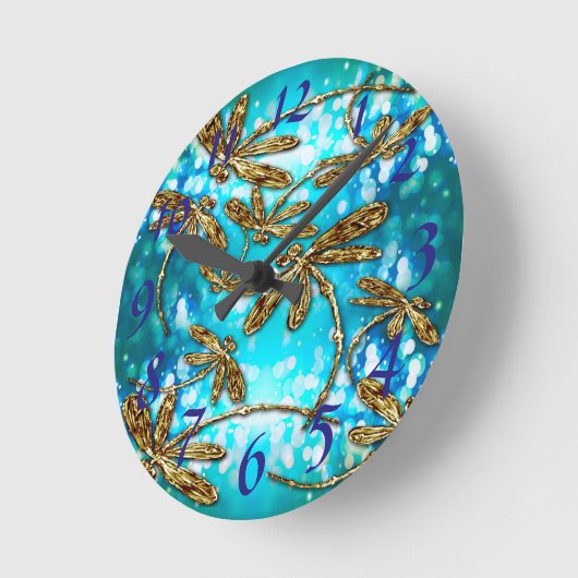 Dragonfly Flit Bubbles Runde Wanduhr (Winkel)