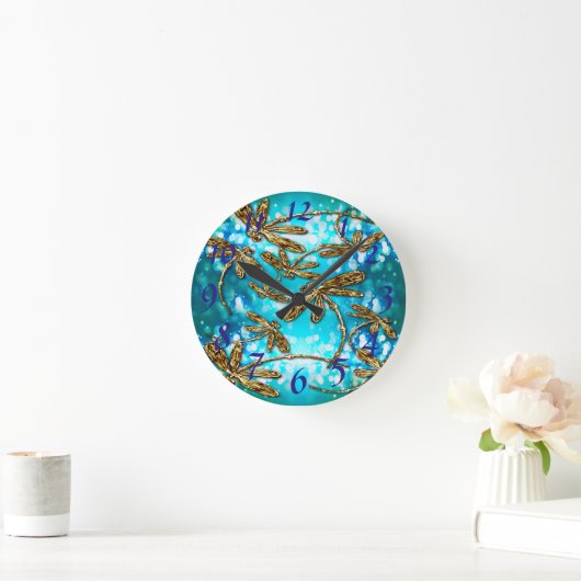 Dragonfly Flit Bubbles Runde Wanduhr (Zuhause)