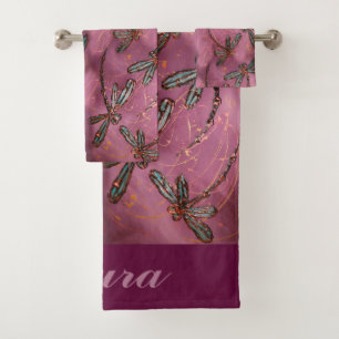 Dragonfly Flit Dusky-Rose Badhandtuch Set