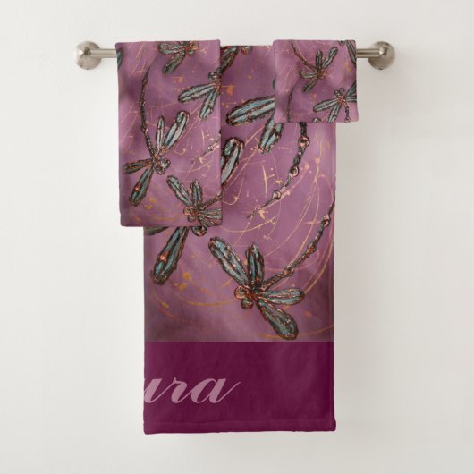Dragonfly Flit Dusky-Rose Badhandtuch Set (Insitu)