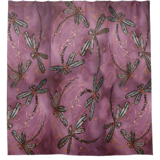 Dragonfly Flit Dusky-Rose Duschvorhang (Vorderseite)