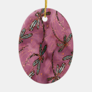 Dragonfly Flit Dusky-Rose Keramik Ornament