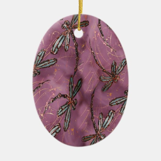Dragonfly Flit Dusky-Rose Keramik Ornament (Vorne)