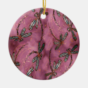 Dragonfly Flit Dusky-Rose Keramik Ornament