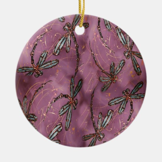 Dragonfly Flit Dusky-Rose Keramik Ornament (Vorne)