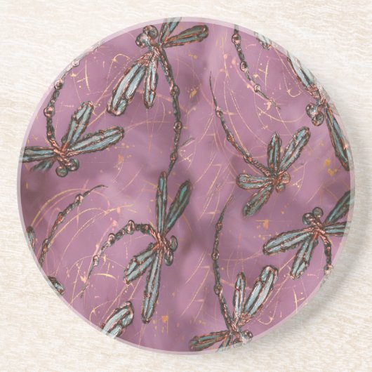 Dragonfly Flit Dusky-Rose Sandstein Untersetzer (Vorne)