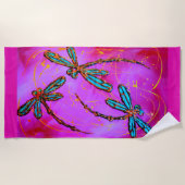 Dragonfly Flit Electric Pink Beach Handtuch (Vorderseite)
